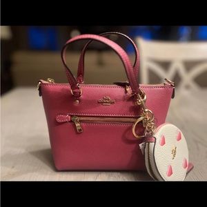 Authentic Coach Mini Gallery Crossbody & Circular coin pouch with heart print